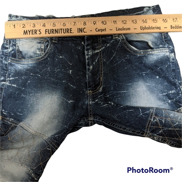 Twenty two oz stone washed distressed destroyed indigo joggers men's 31 * 30 - Picture 4 of 11